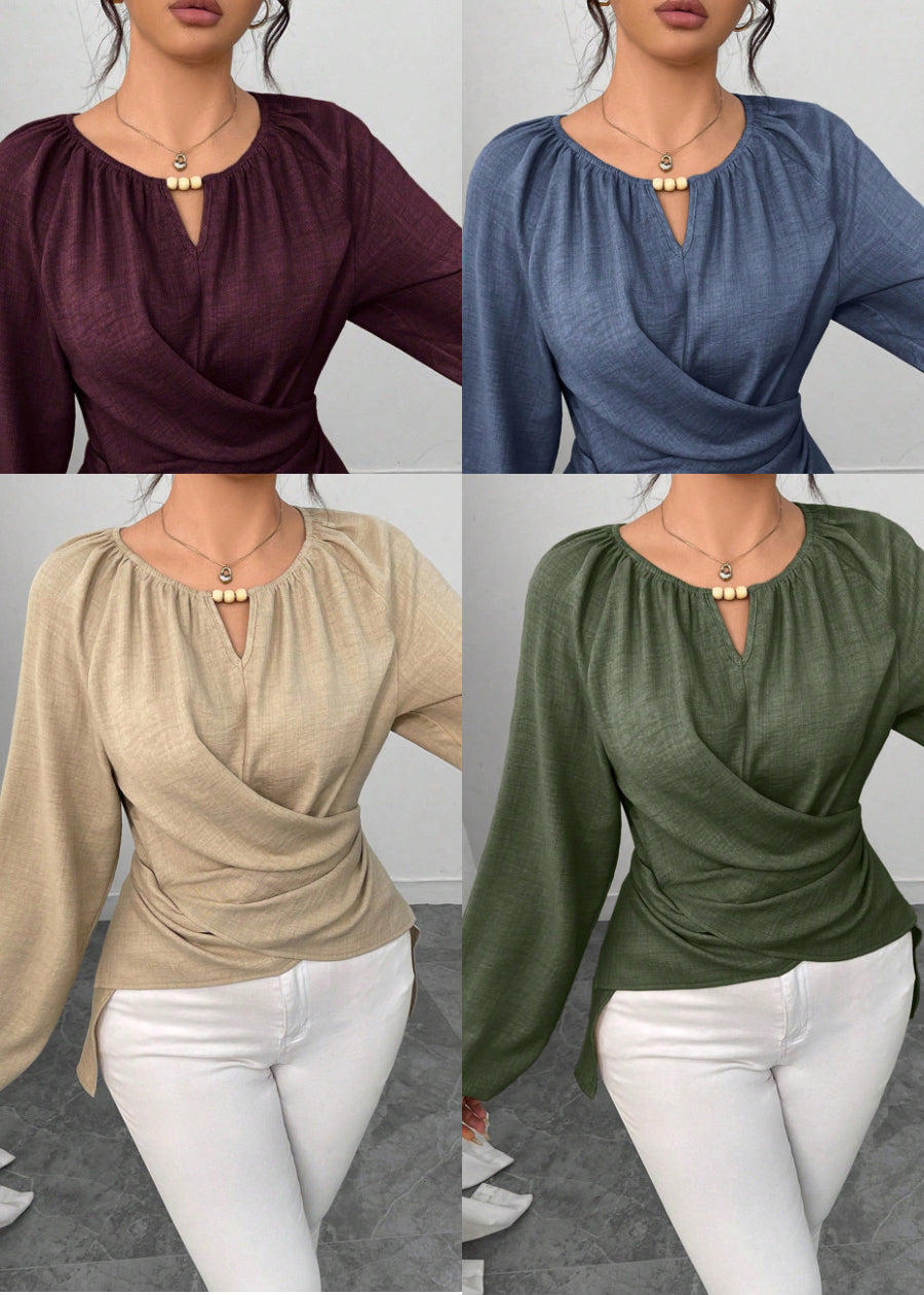 Chemise Femme Asymétrique à Lacets Style Automnal 4