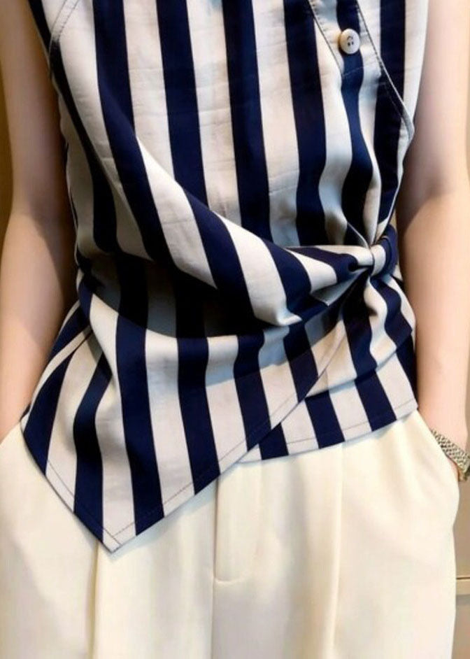 Chemise Femme Col Montant Rayée Style Estival 3