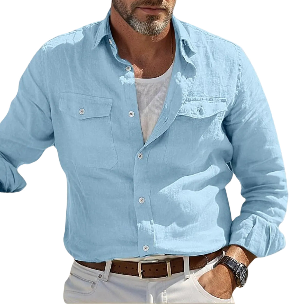 Chemise Homme Ample Côtière avec Poches 0