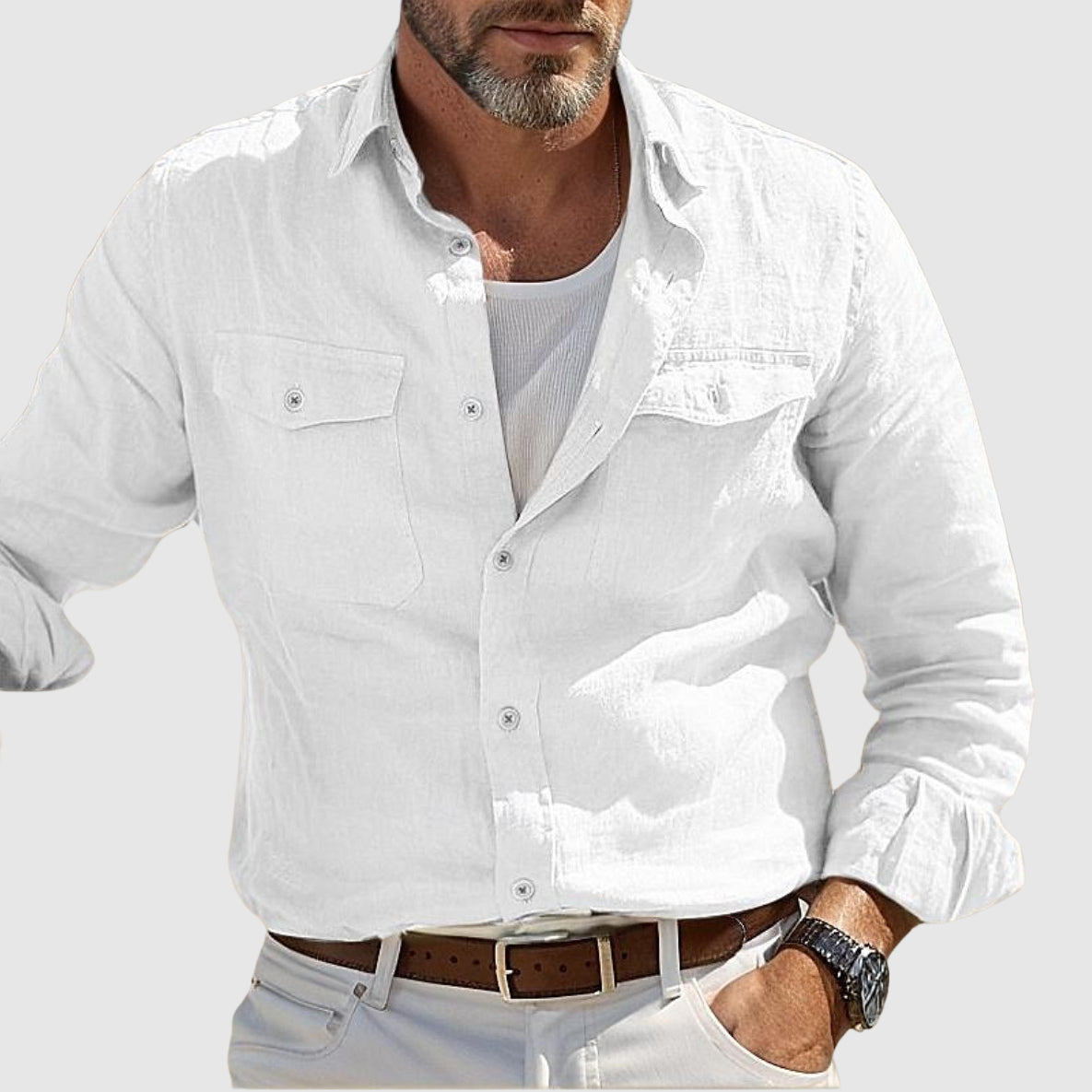 Chemise Homme Ample Côtière avec Poches 1