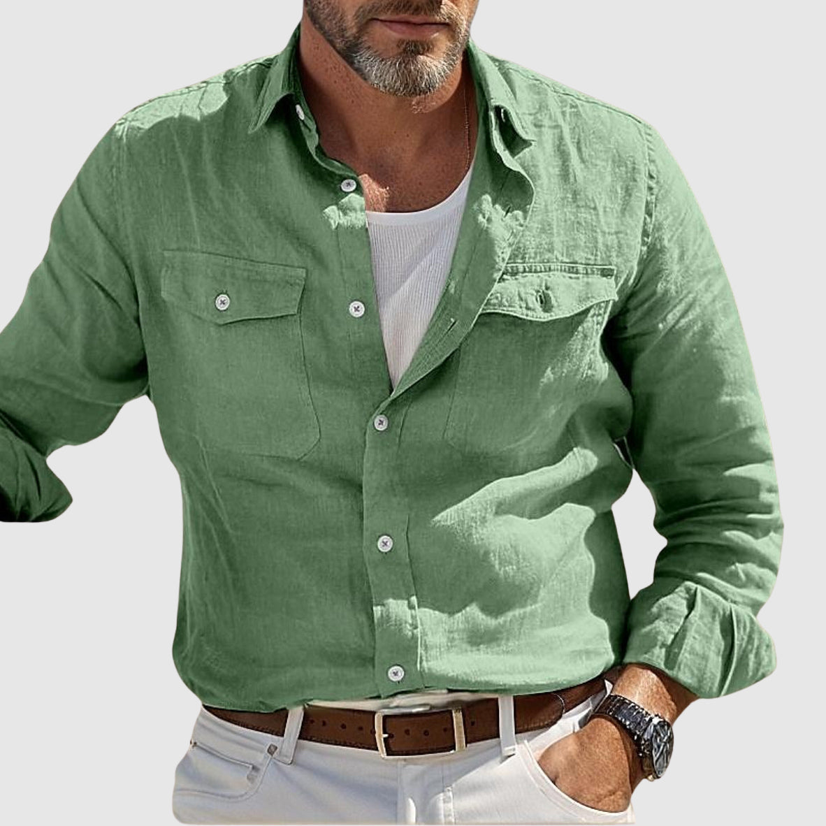 Chemise Homme Ample Côtière avec Poches 3