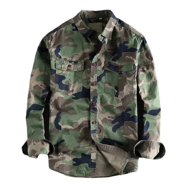 Chemise Homme Camouflage Urbaine Décontractée avec Poches 0