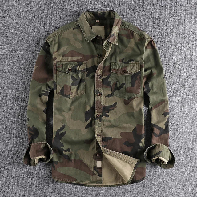 Chemise Homme Camouflage Urbaine Décontractée avec Poches 1