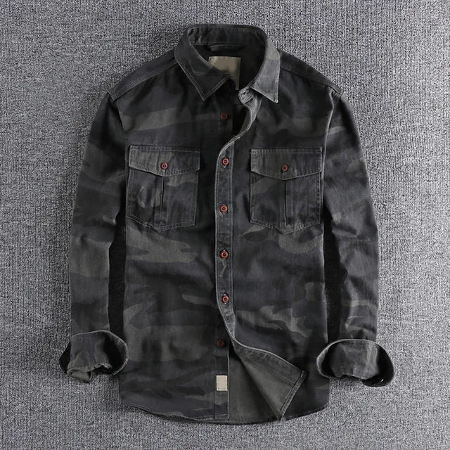 Chemise Homme Camouflage Urbaine Décontractée avec Poches 2