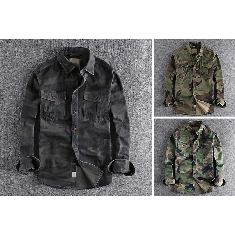 Chemise Homme Camouflage Urbaine Décontractée avec Poches 3