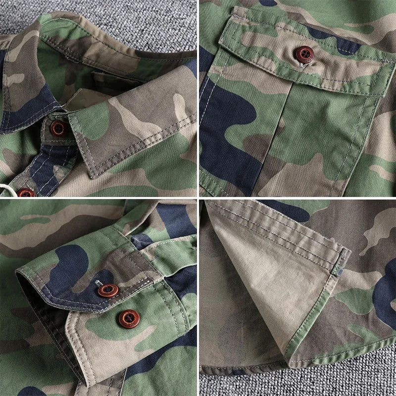 Chemise Homme Camouflage Urbaine Décontractée avec Poches 4