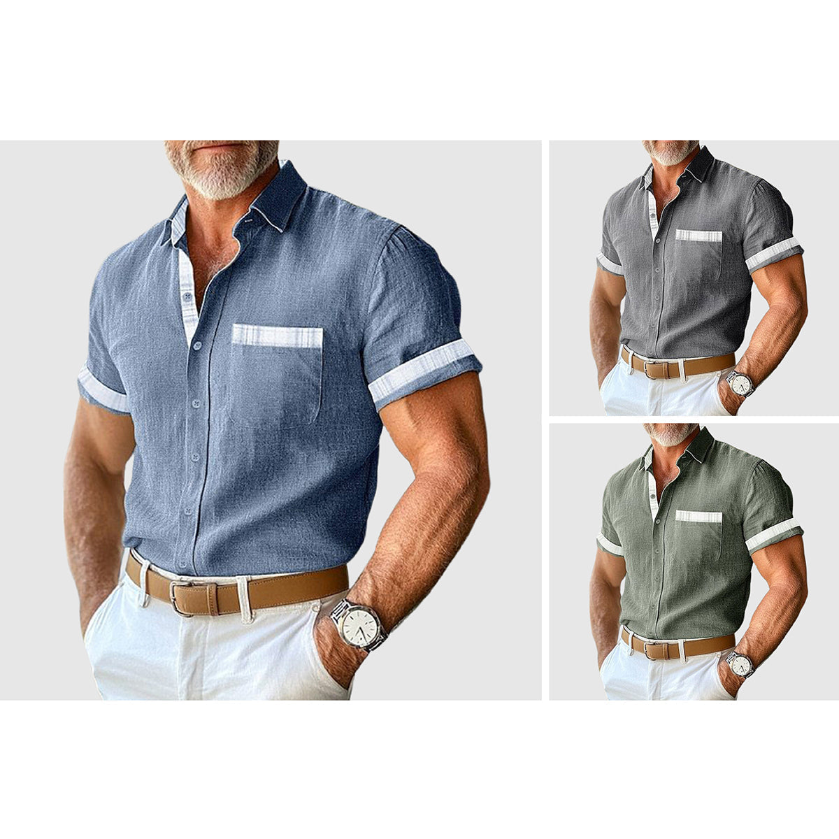 Chemise pour Homme en Lin Classique 4