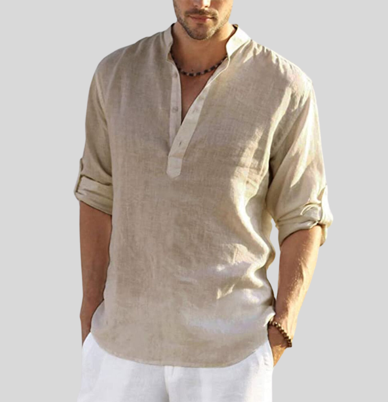 Chemise pour hommes Henley à manches longues 1
