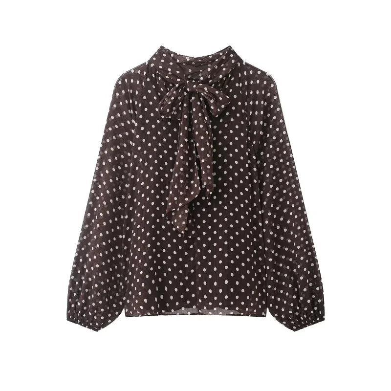 Chemisier à Pois Femme avec Manches Lanternes 3