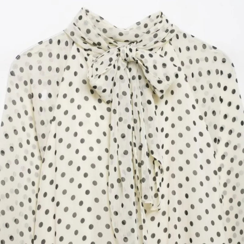 Chemisier à Pois Femme avec Manches Lanternes 5