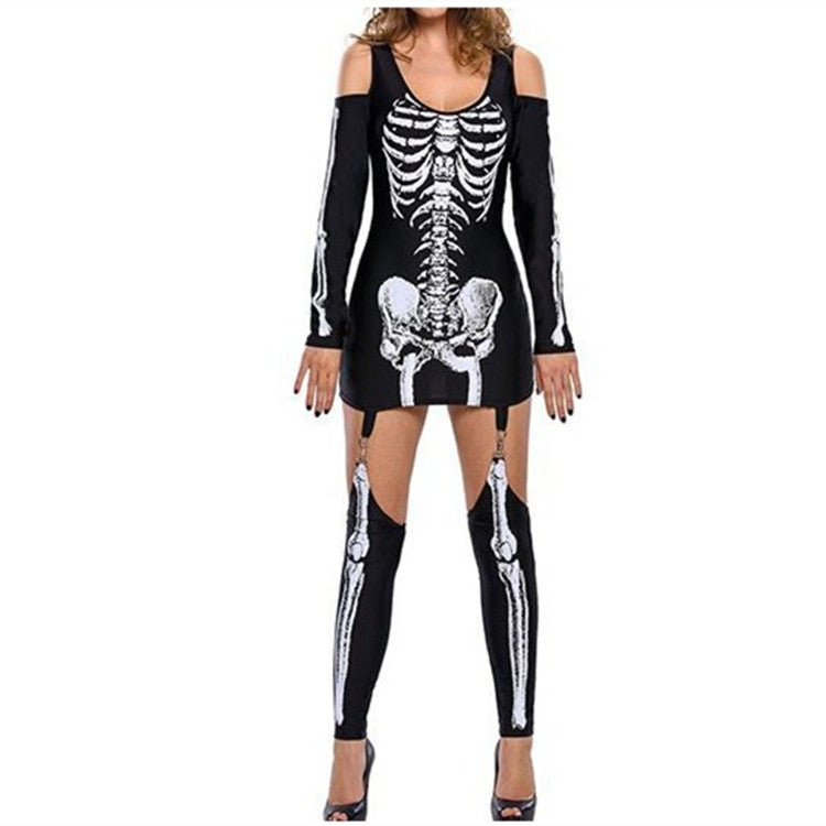 Costume d'Halloween Enfant Imprimé Squelette Manches Longues Tissu Doux 1