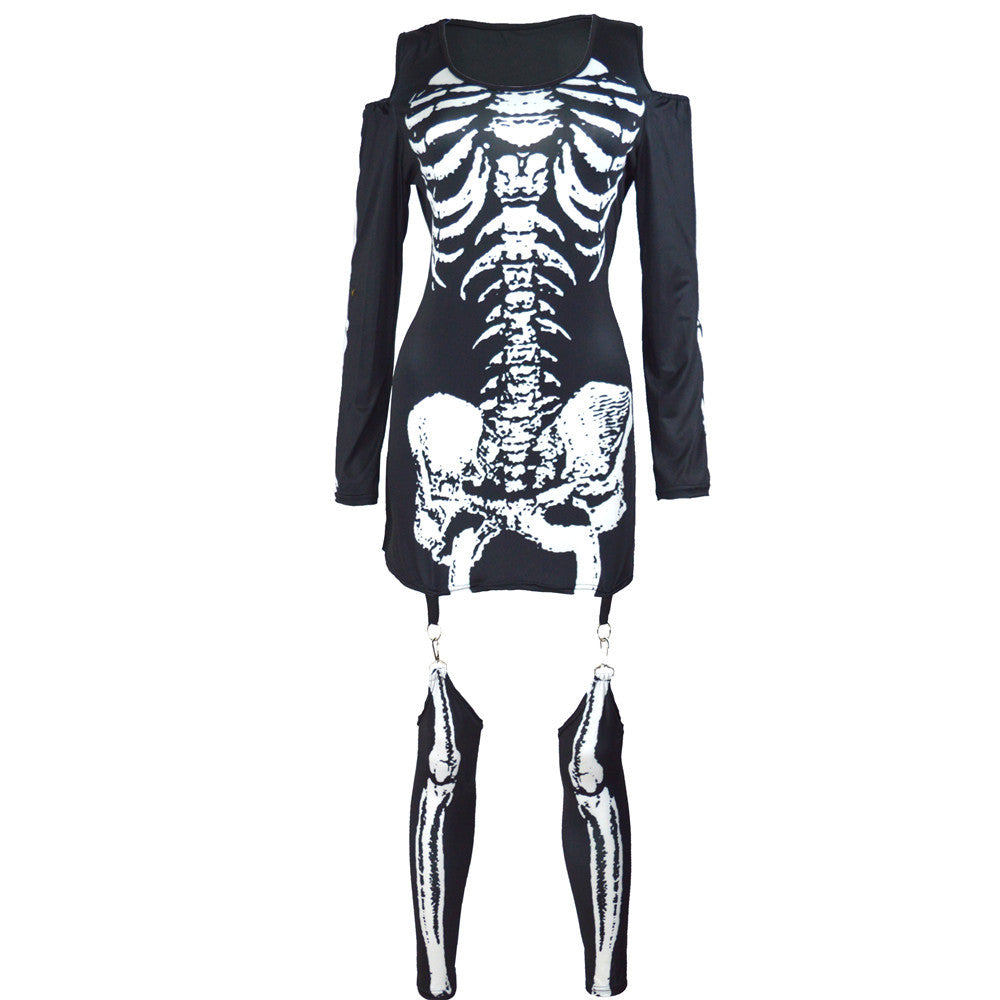 Costume d'Halloween Enfant Imprimé Squelette Manches Longues Tissu Doux 5
