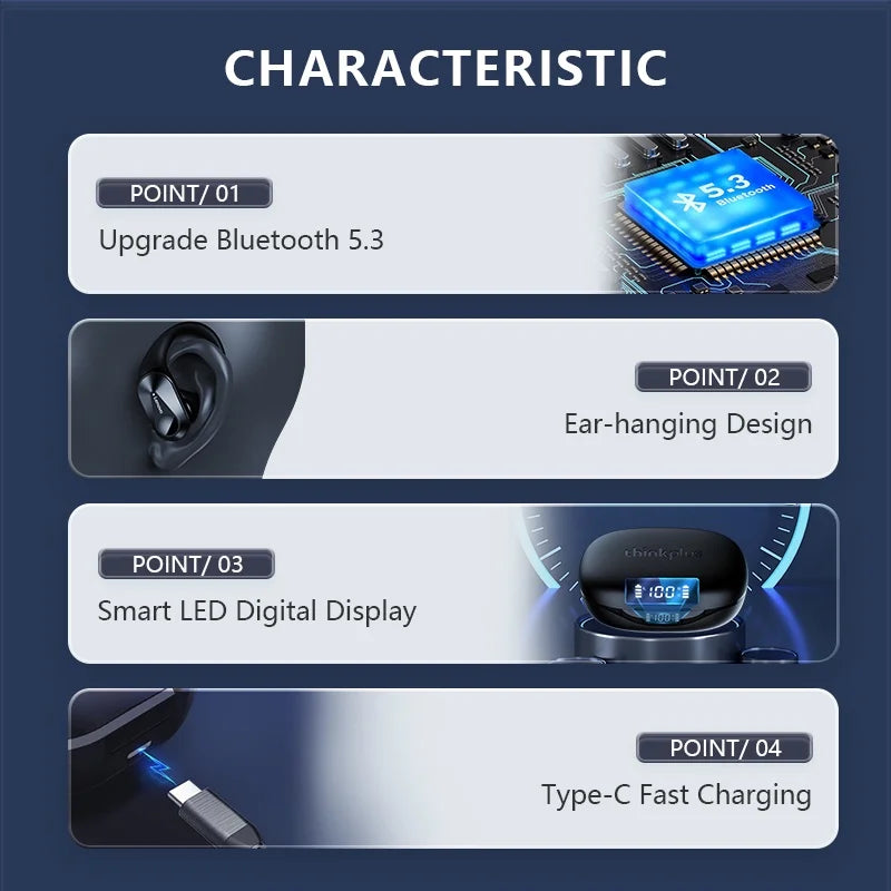 Écouteurs Sans Fil Bluetooth V5.3 Confortables Pour Sport 4