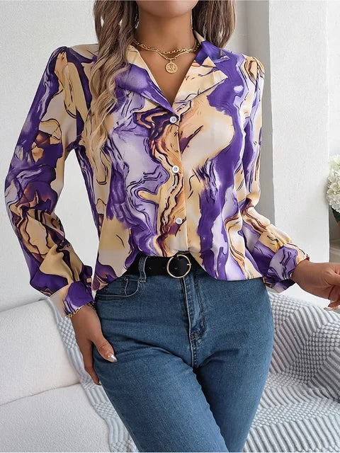 Variant image for Chemise Femme Design Marbré Chic Polyester-17