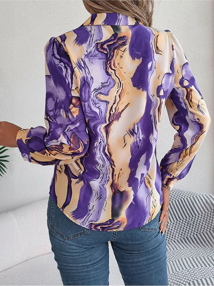 Chemise Femme Design Marbré Chic Polyester-6