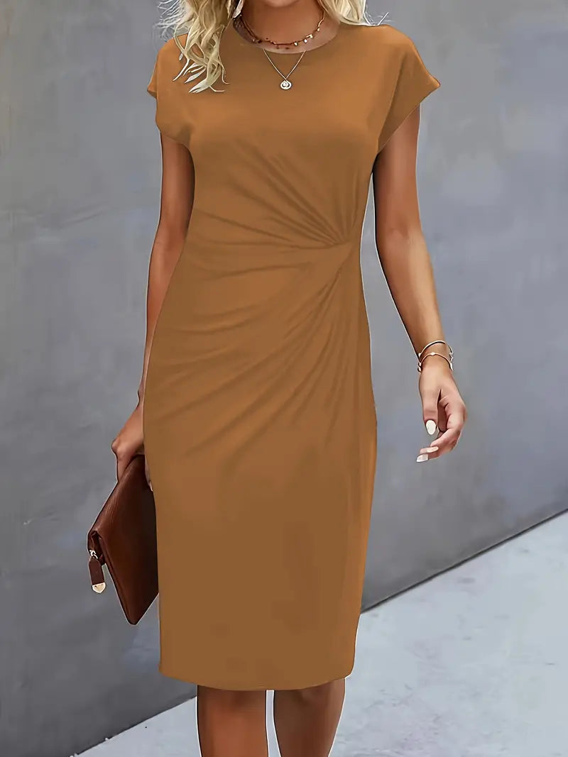 Variant image for Robe Femme Midi Élégante En Tissu Léger à Encolure Ronde-8
