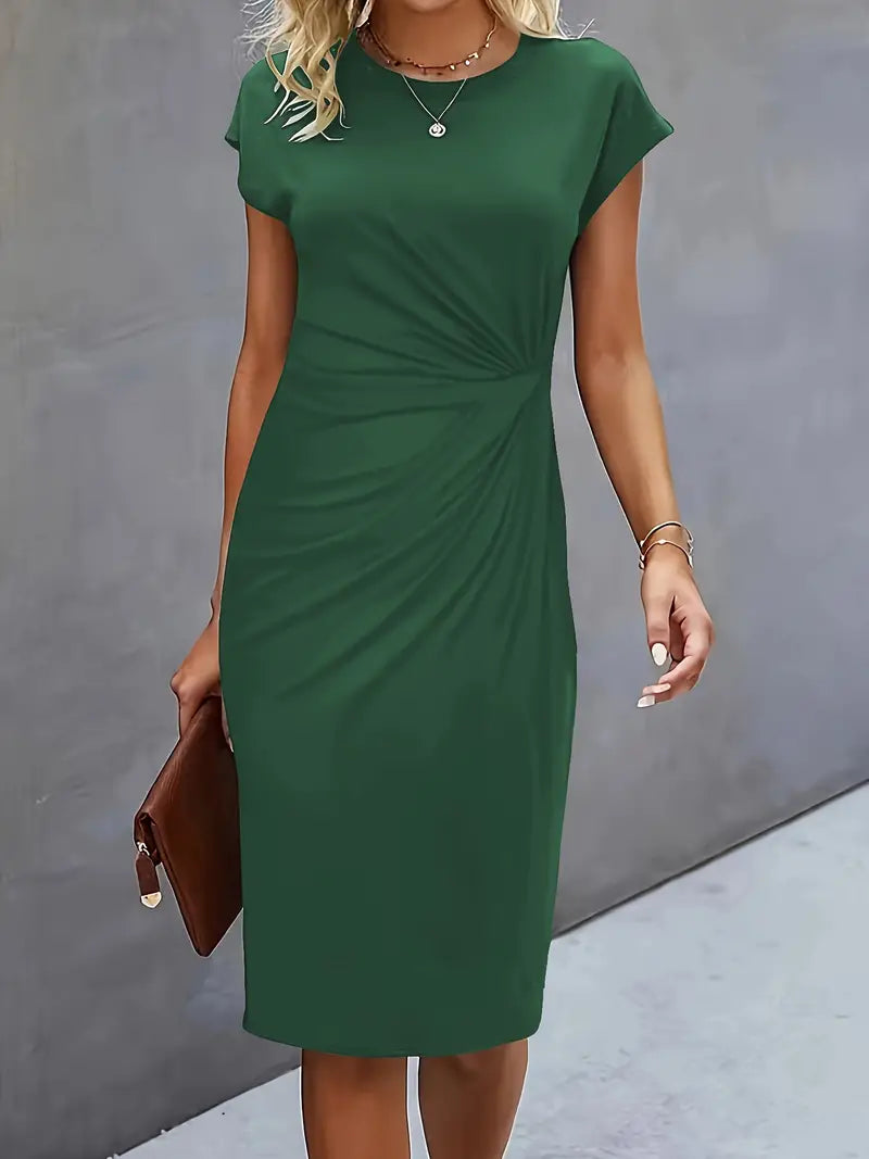 Variant image for Robe Femme Midi Élégante En Tissu Léger à Encolure Ronde-20