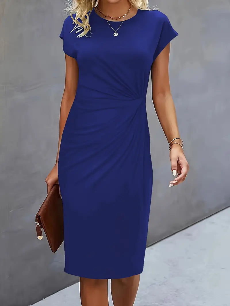 Variant image for Robe Femme Midi Élégante En Tissu Léger à Encolure Ronde-26