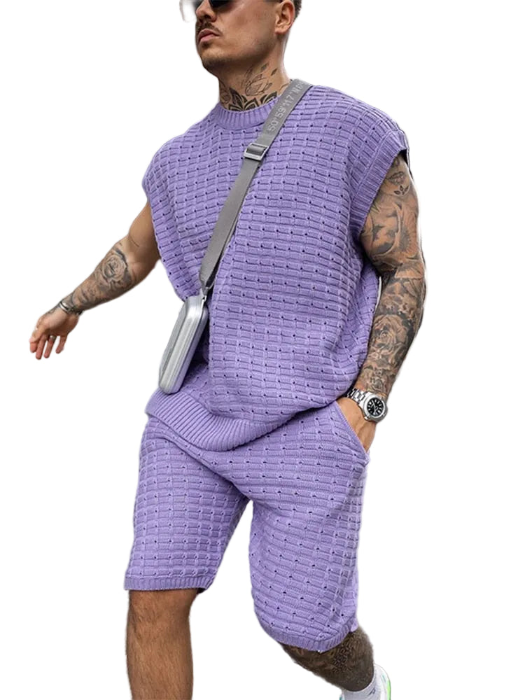 Ensemble Court en Tricot pour Hommes Décontracté 0