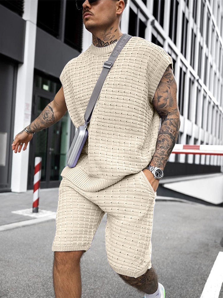Ensemble Court en Tricot pour Hommes Décontracté 3