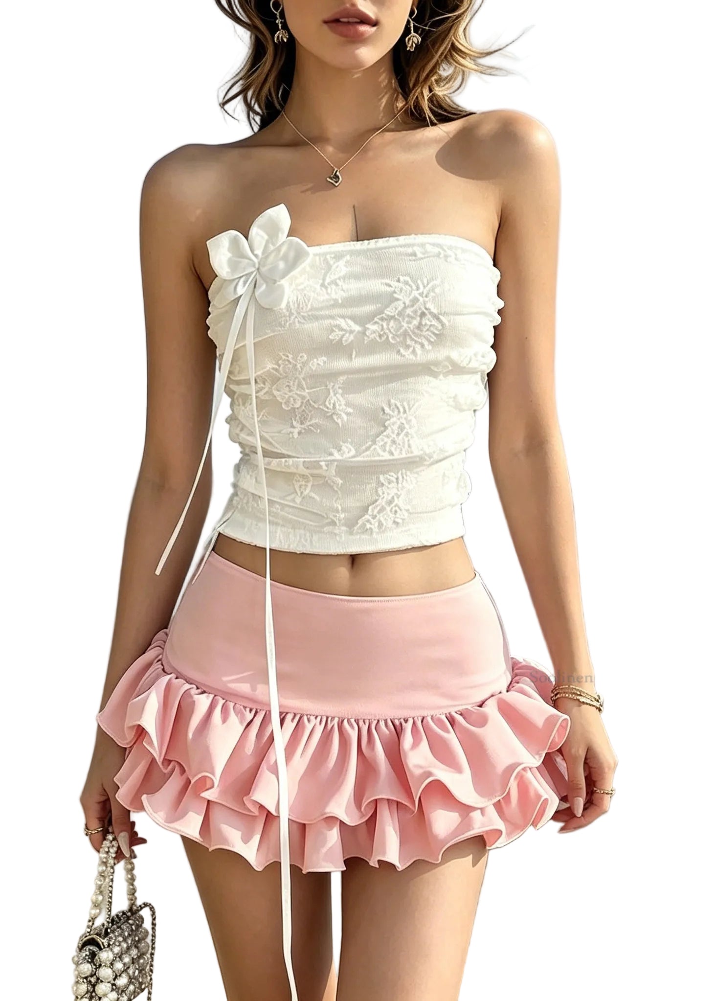 Ensemble Femme Gilet et Jupe à Fleurs 0