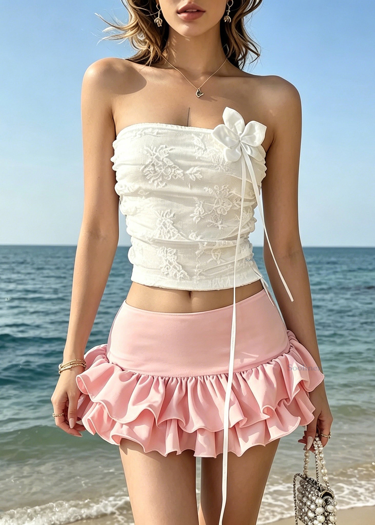 Ensemble Femme Gilet et Jupe à Fleurs 2