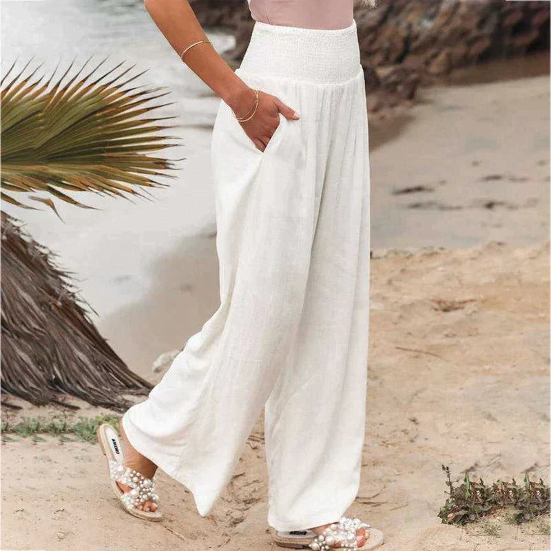 Pantalon Fluide Femme Tropical Tissu Respirant Casual-2
