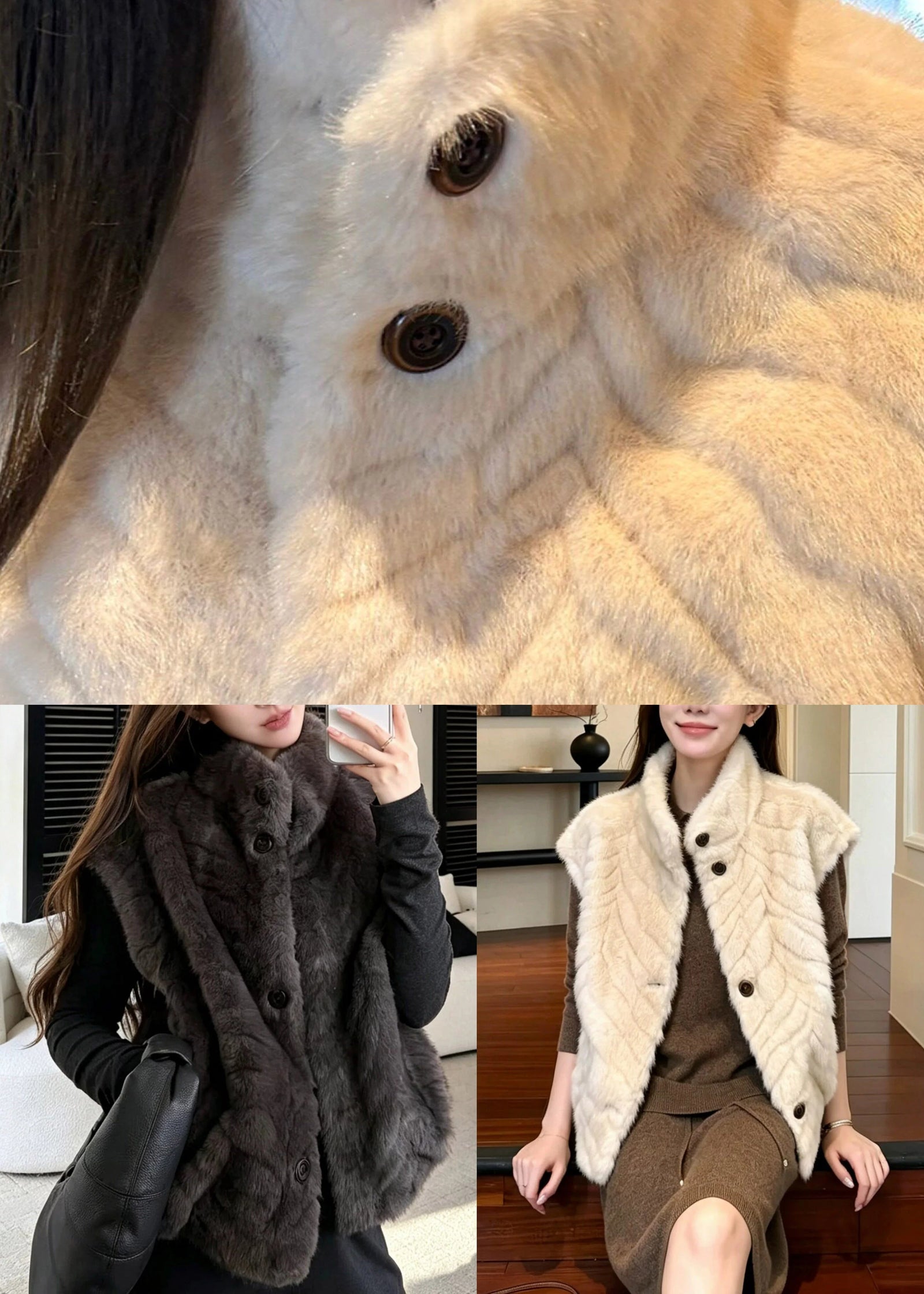 Gilet Femme Patchwork à Poches Coupe Ample Automne 4