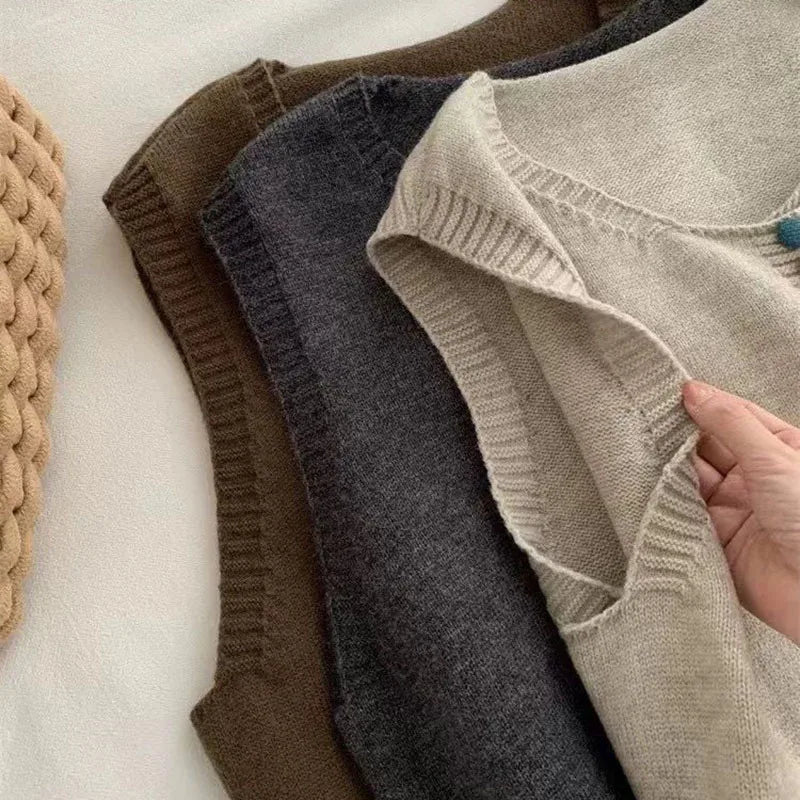 Gilet Tricoté Femme avec Boutons Colorés 6