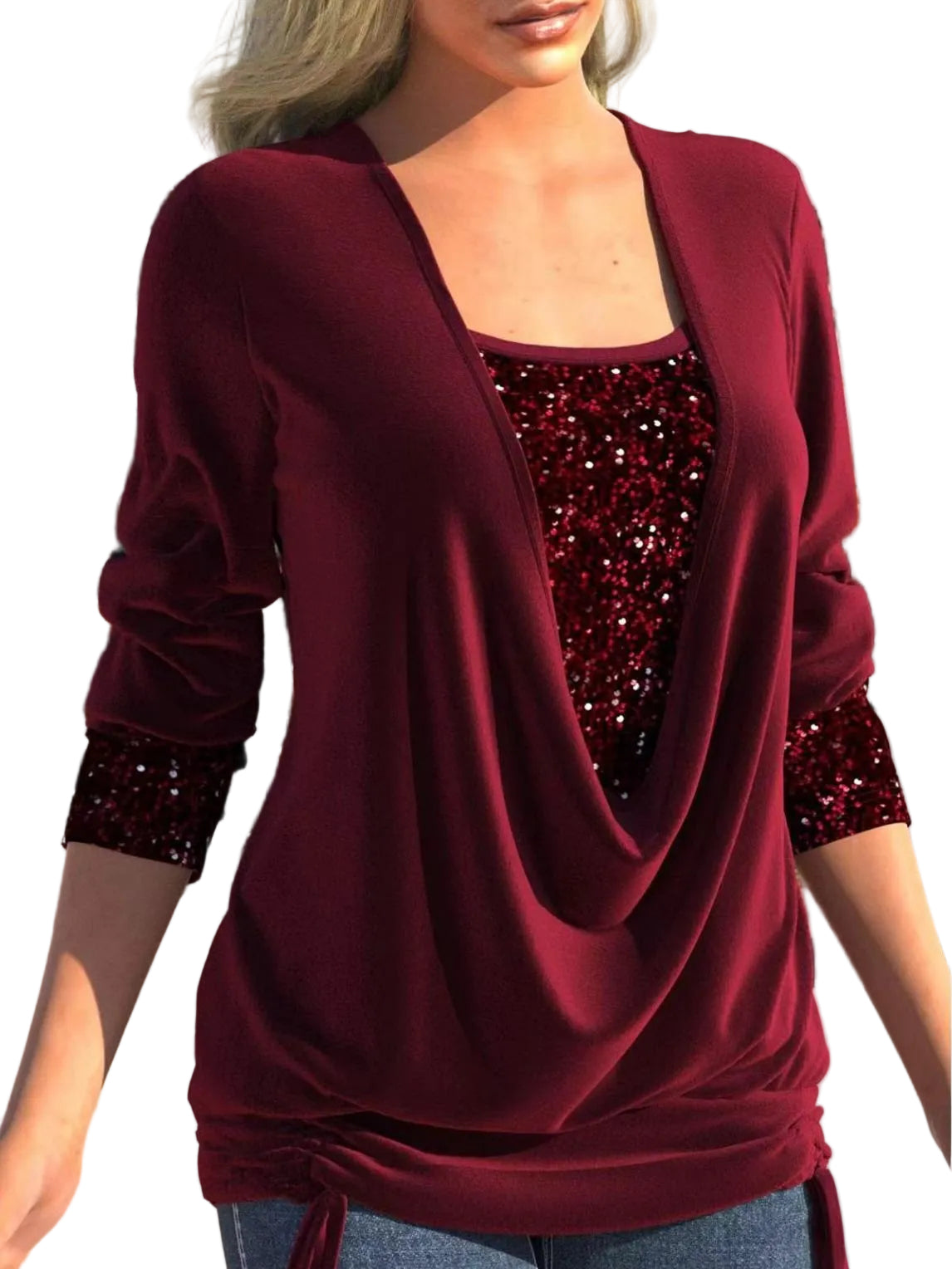 Haut Femme Paillette Chic Décolleté Plongeant 0
