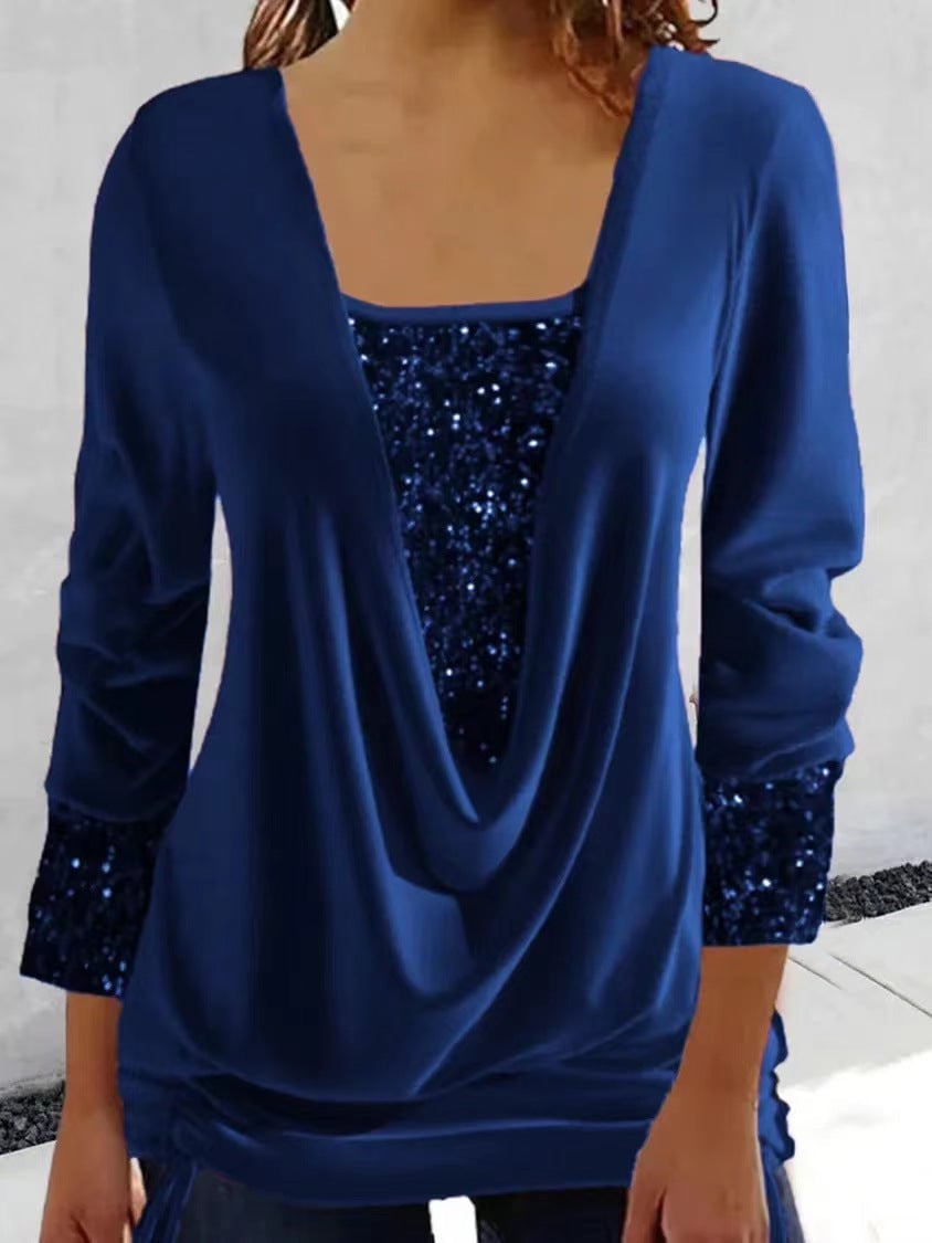 Haut Femme Paillette Chic Décolleté Plongeant 3