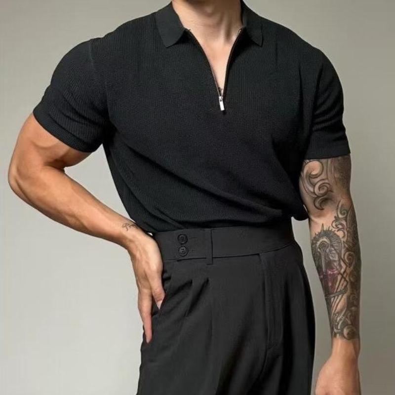 Homme Muscle Shirt Zip-up Moderne 1