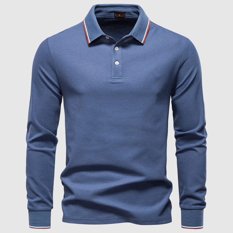 Homme Polo à Manches Longues Ajusté 1