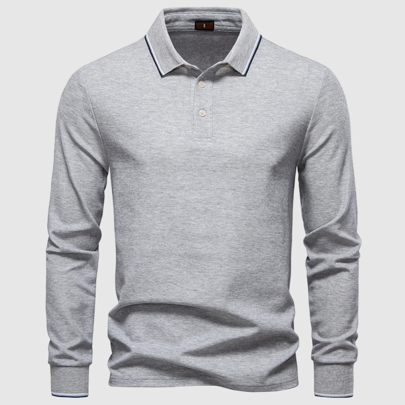 Homme Polo à Manches Longues Ajusté 3