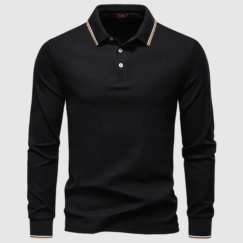 Homme Polo à Manches Longues Ajusté 4