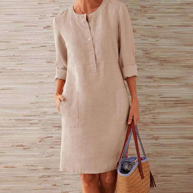 Variant image for Robe Midi d'Été pour Femmes en Coton Élégante-36