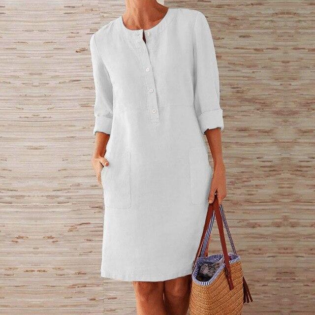 Variant image for Robe Midi d'Été pour Femmes en Coton Élégante-15