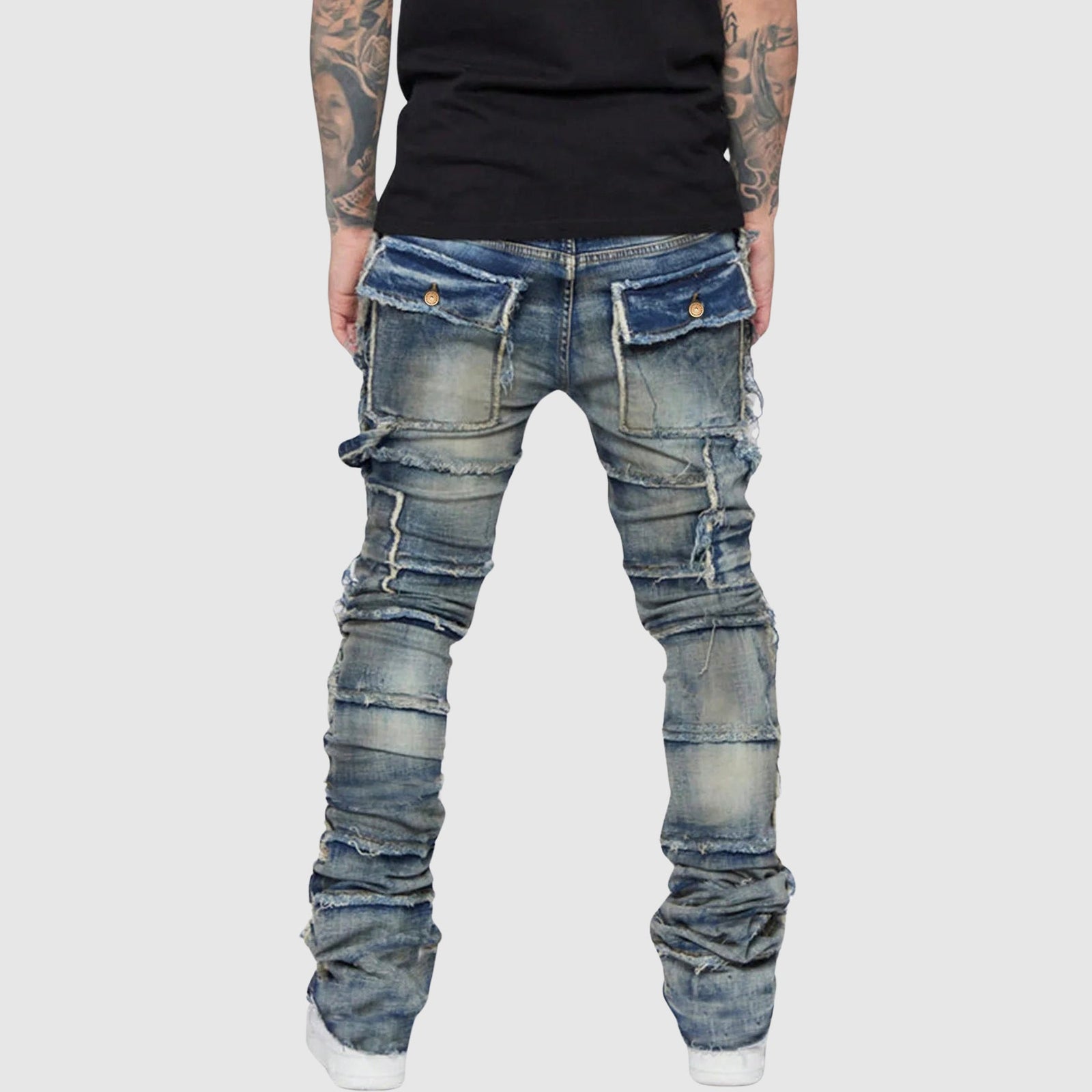 Jean pour Homme Coupe Crayon Effet Vieilli 5