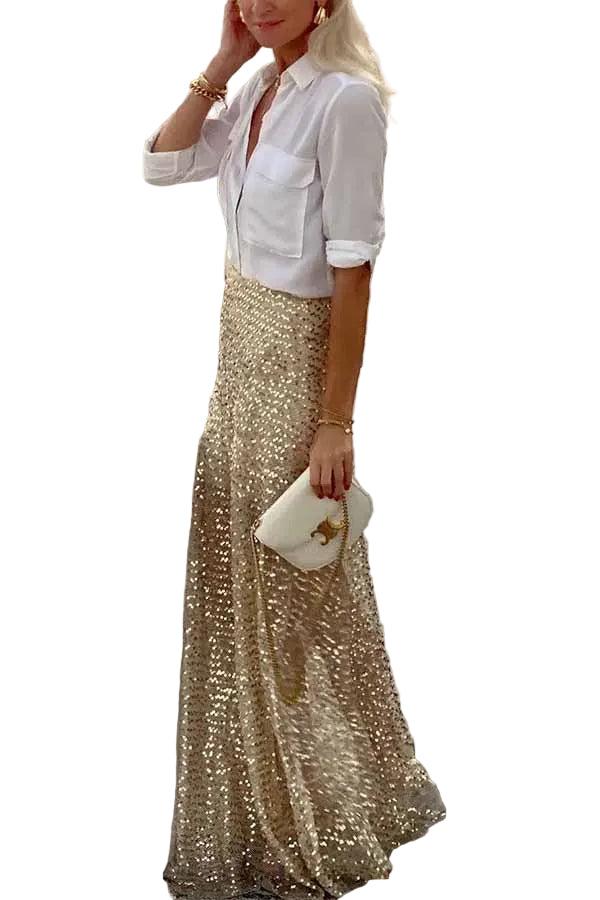 Jupe Longue à Sequins Chic 0