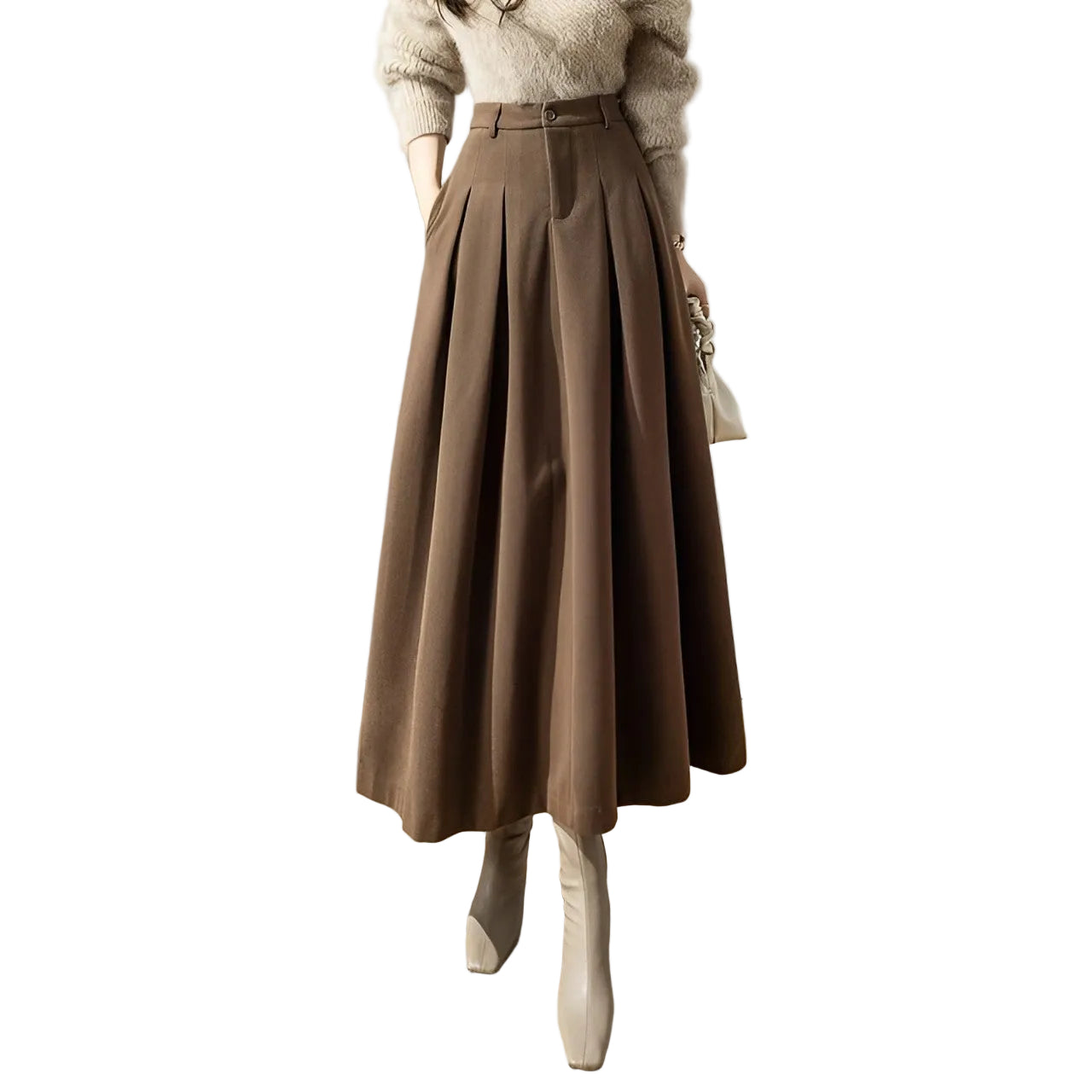 Jupe Plissée Taille Haute Chic 0