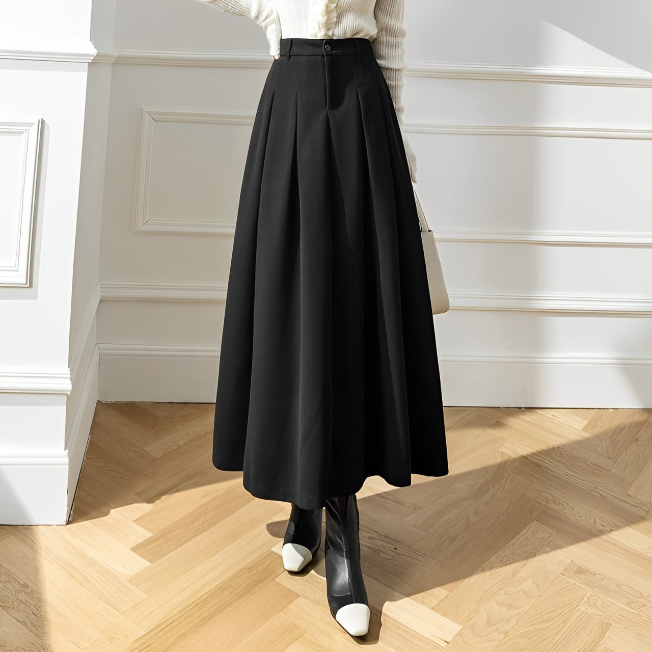 Jupe Plissée Taille Haute Chic 3