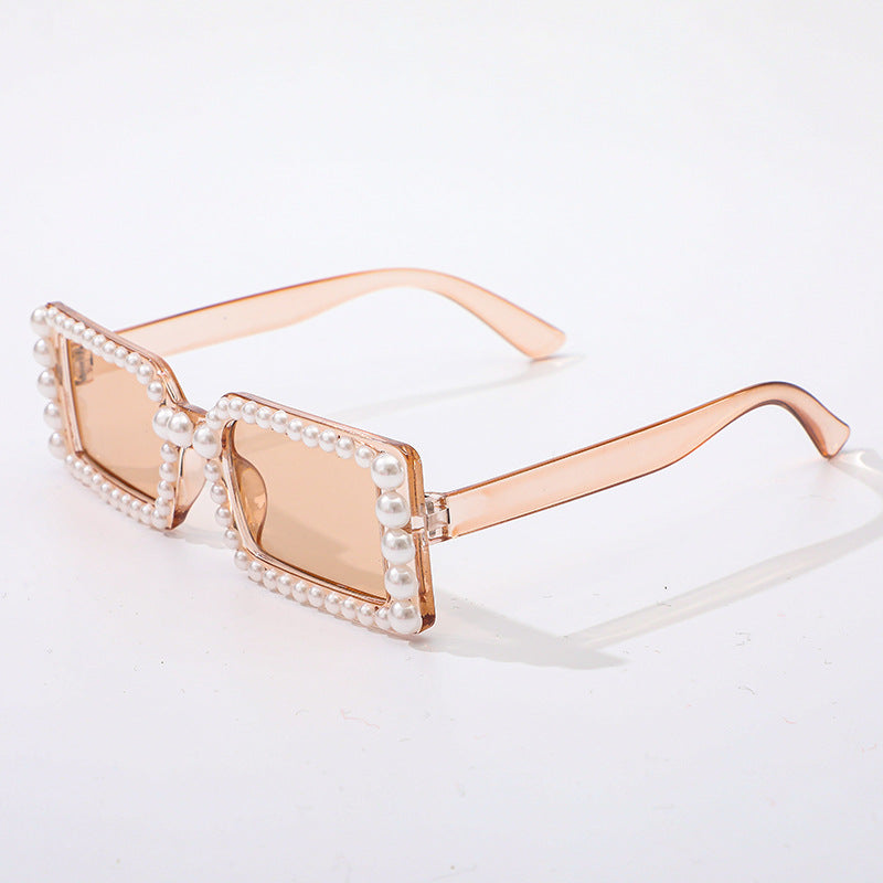 Lunettes de Soleil Femme Rectangulaires avec Bord Perlé 4