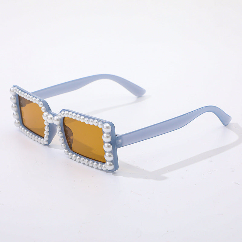 Lunettes de Soleil Femme Rectangulaires avec Bord Perlé 7