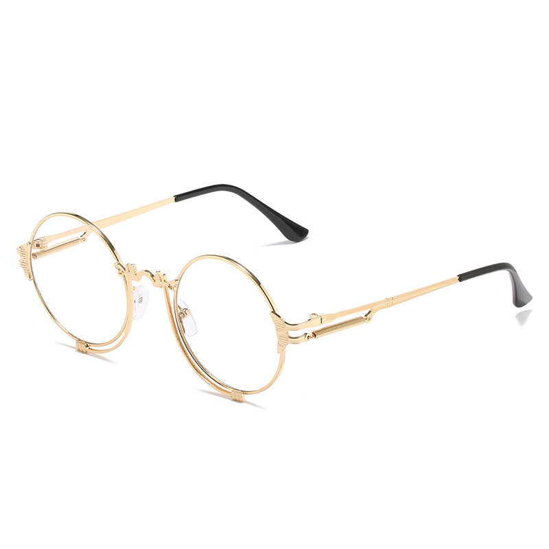Lunettes de soleil rondes en métal pour femmes au design artistique 5