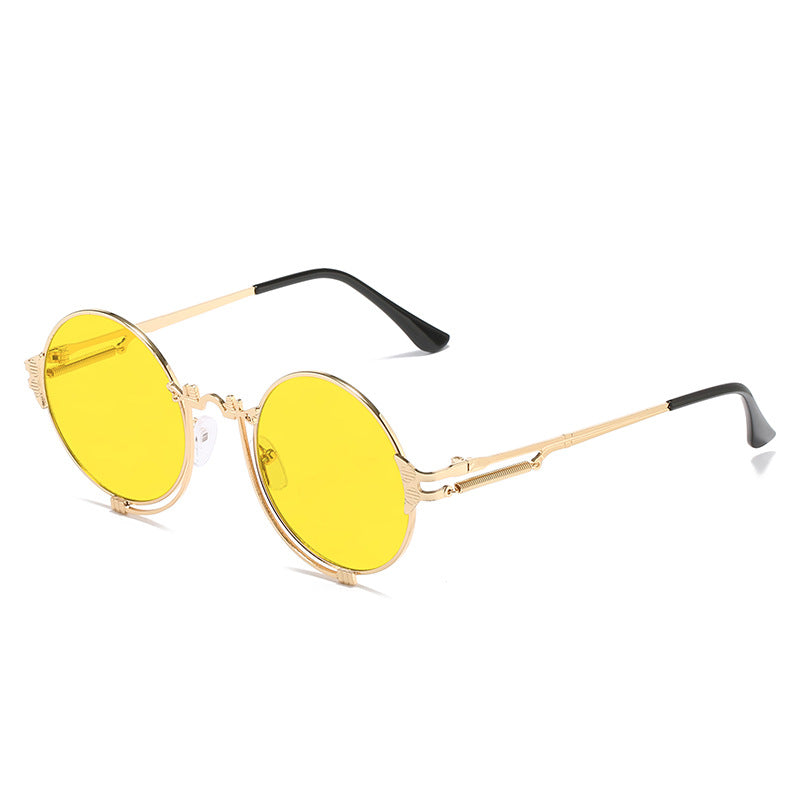 Lunettes de soleil rondes en métal pour femmes au design artistique 6