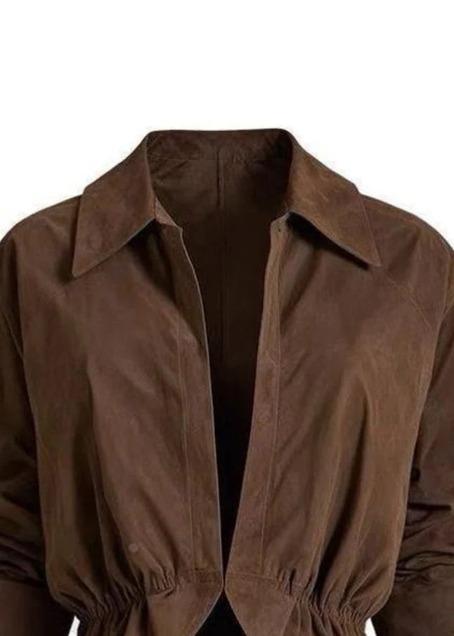 Manteau Femme Vintage Col Peter Pan Froissé Automnal 1