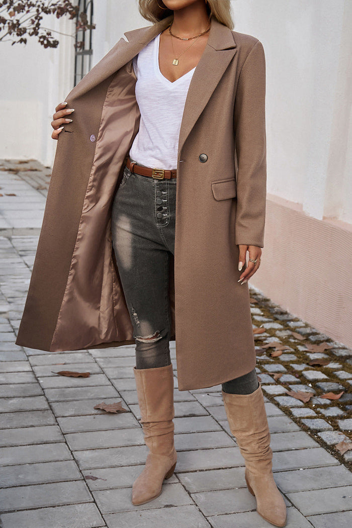 Manteau Long Femme Hiver Tailleur Tissu Durable 4
