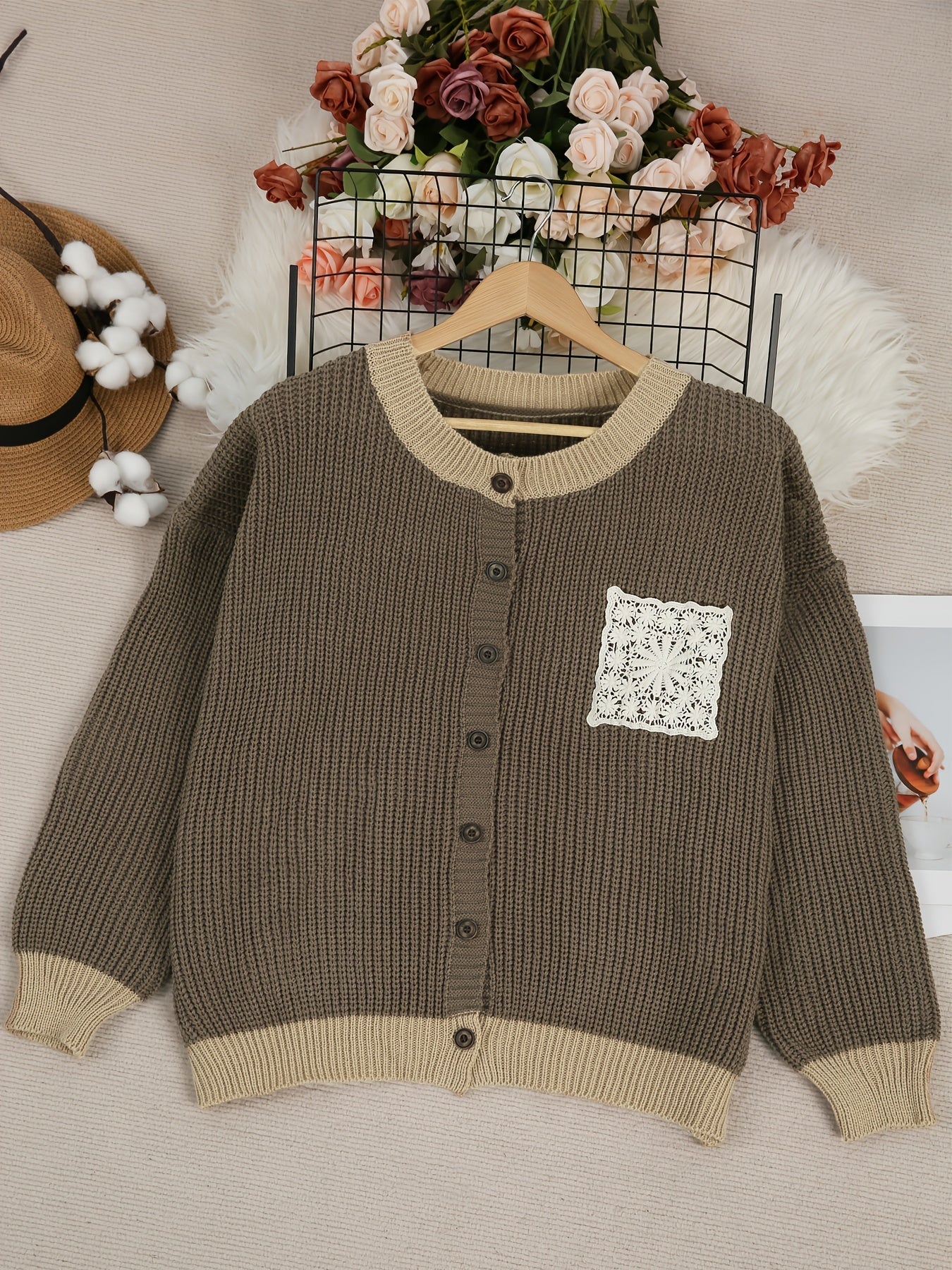 Manteau Tricoté Femme avec Poche 1
