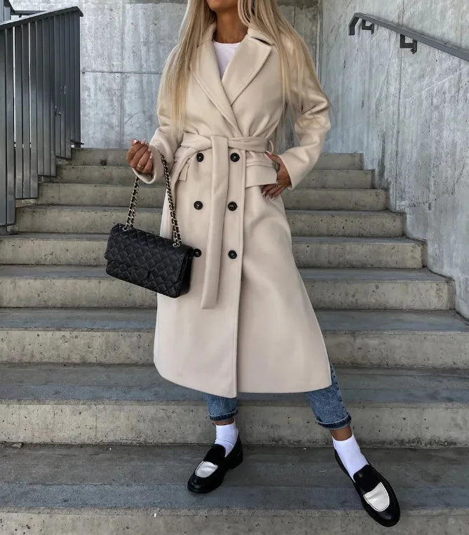 Manteau en Laine Femme Double Boutonnage Classique 1