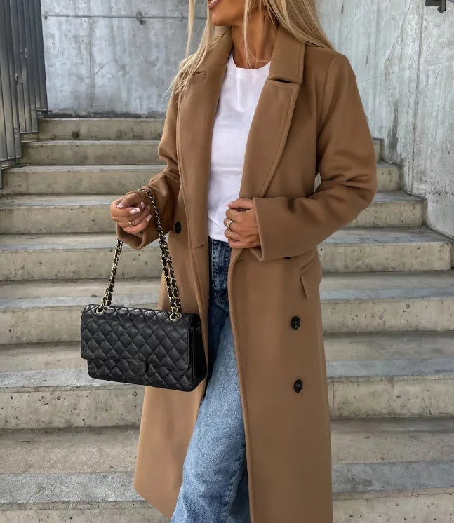 Manteau en Laine Femme Double Boutonnage Classique 4